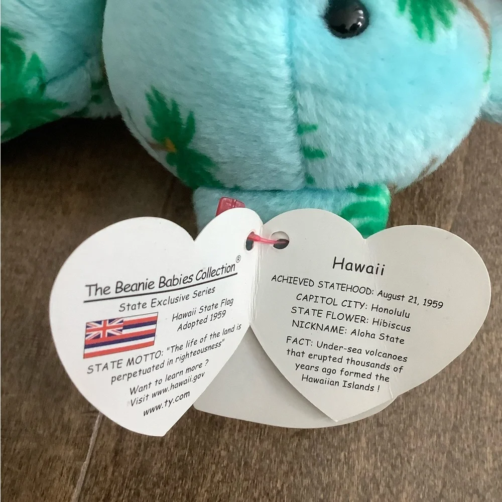 Ty Tropical Palm Tree Hawaii Bear - Blue and Green - Picture 6 of 6